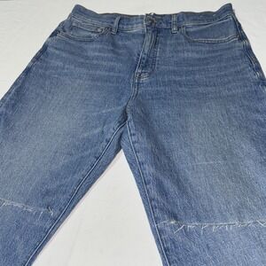 Madewell Jeans Womens 30x25 Blue 90s Straight Cropped‎ Distressed Stretch Curvy